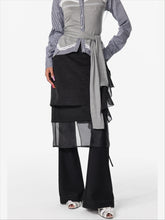 Layered Mesh Tie-Up Midi Skirt - CHINASQUAD