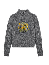 Gray & Brown Embroidered Knit Turtlenecks - CHINASQUAD