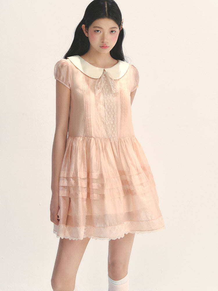 Pink Lace Baby Doll Dress - CHINASQUAD