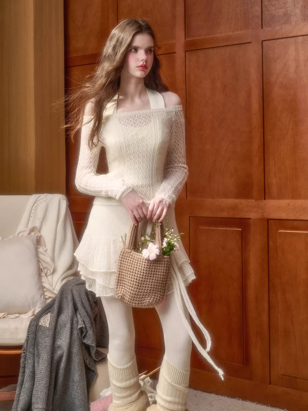 Mohair Wool-Blend Cloud Knit Set