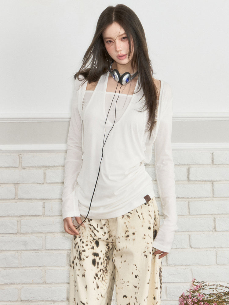 Layered Short Sleeve Pullover Top - CHINASQUAD