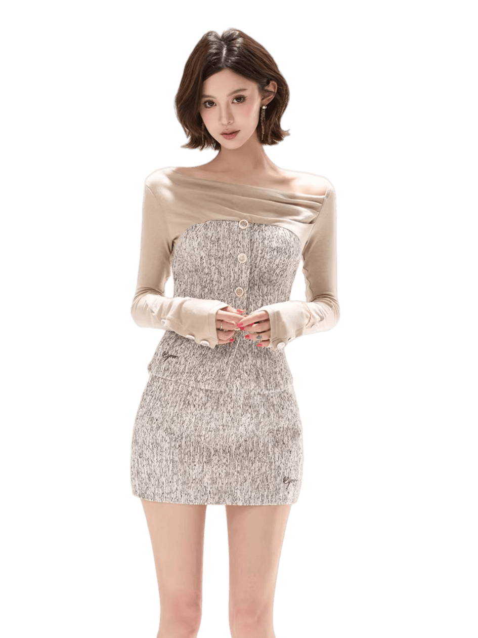 Knit Off-Shoulder Top & A-Line Mini Skirt Set