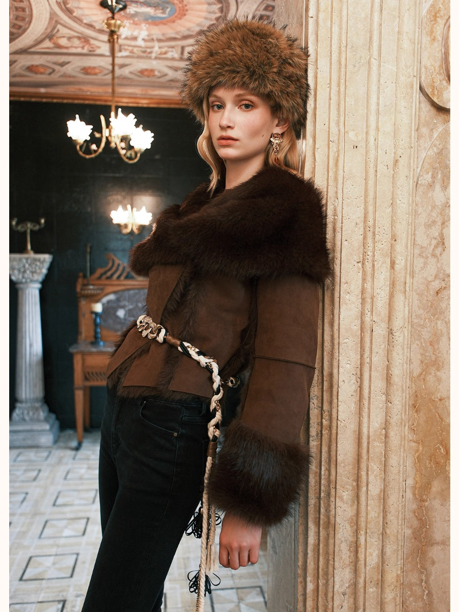 Mishka Faux Shearling Suede Cropped Jacket - CHINASQUAD