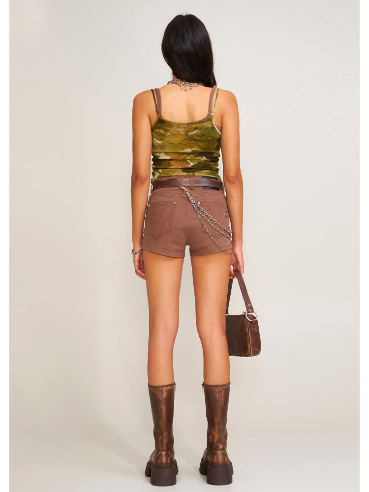 Compass Dancer Denim Flat Shorts Sand - CHINASQUAD