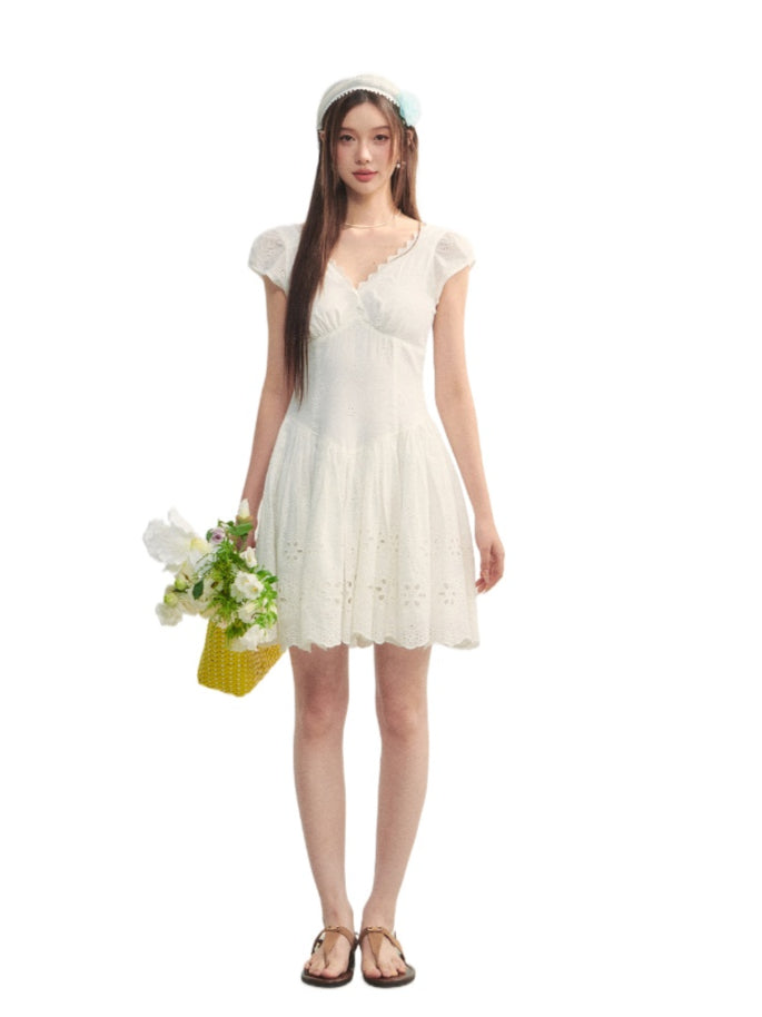 V-Neck Flower - Cutout Dress - CHINASQUAD