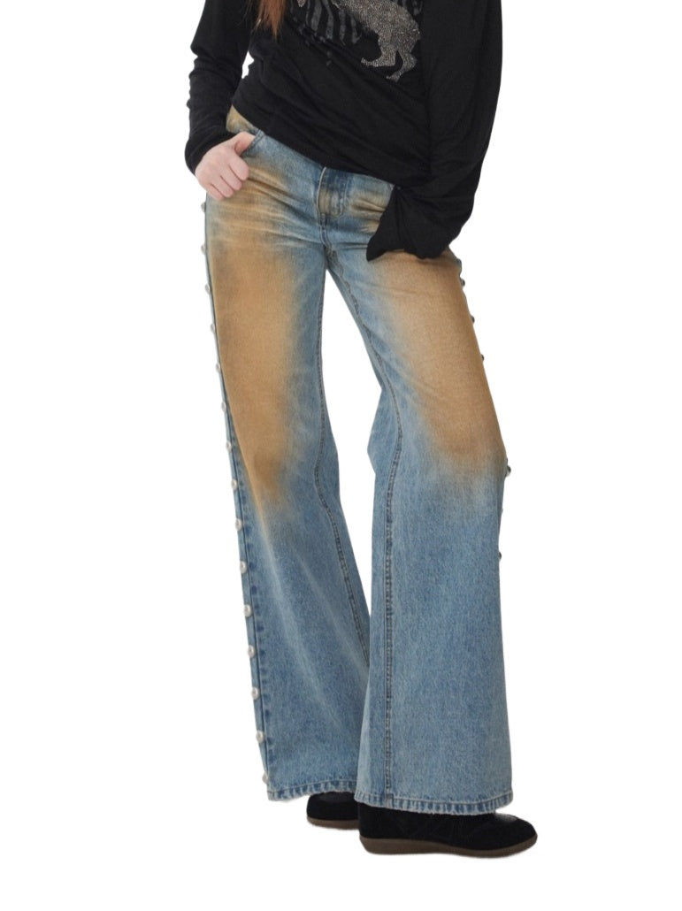 Riveted Vintage Washed Straight-Leg Jeans - CHINASQUAD