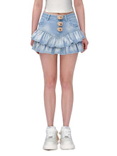 Denim Tiered Skirt Shorts - CHINASQUAD