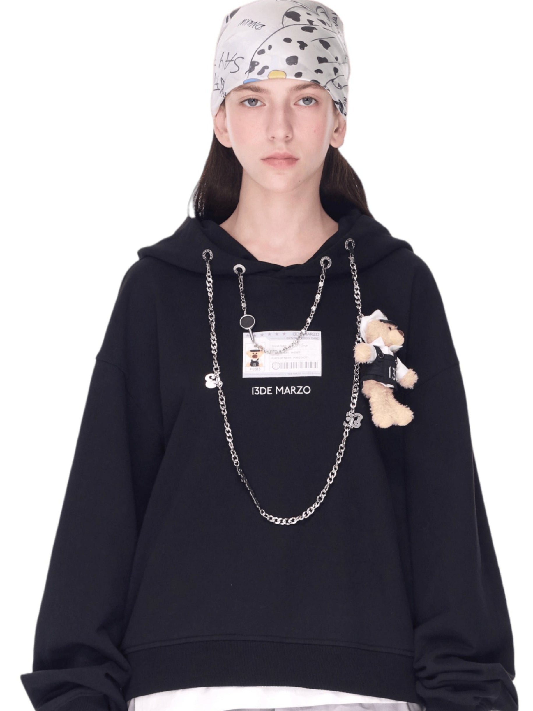 Sheriff Chain Detail Layered Hoodie