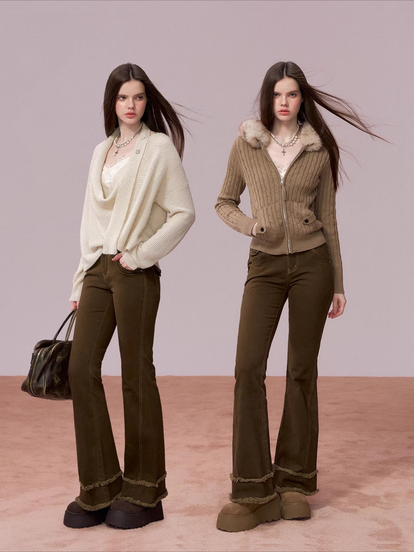 Washed Vintage-Style Loose Denim Pants