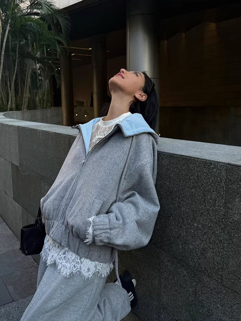 Wool-Blend Hooded Varsity Jacket