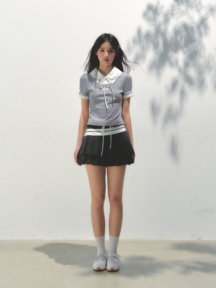 Collar Knitted Short-sleeve T-shirt - CHINASQUAD