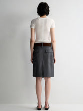 Grey Wool Double-layer Suit Midi Skirt - CHINASQUAD