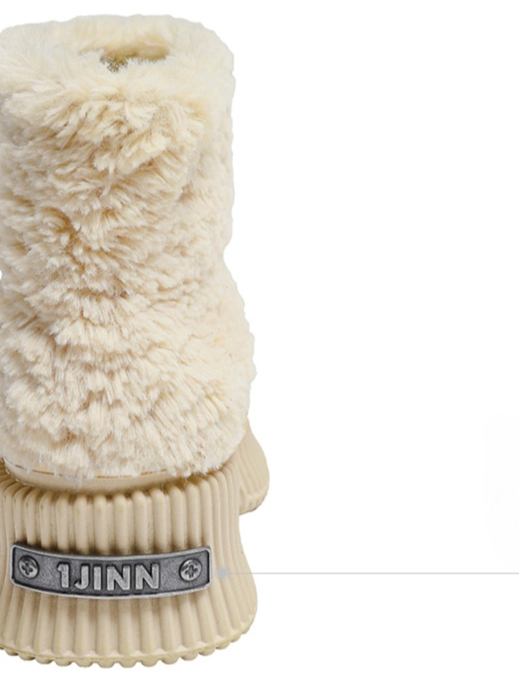 Platform Fleece Lambskin Ankle Boots - CHINASQUAD