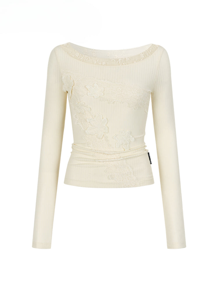 Lace-Panel Tencel T-shirt - CHINASQUAD