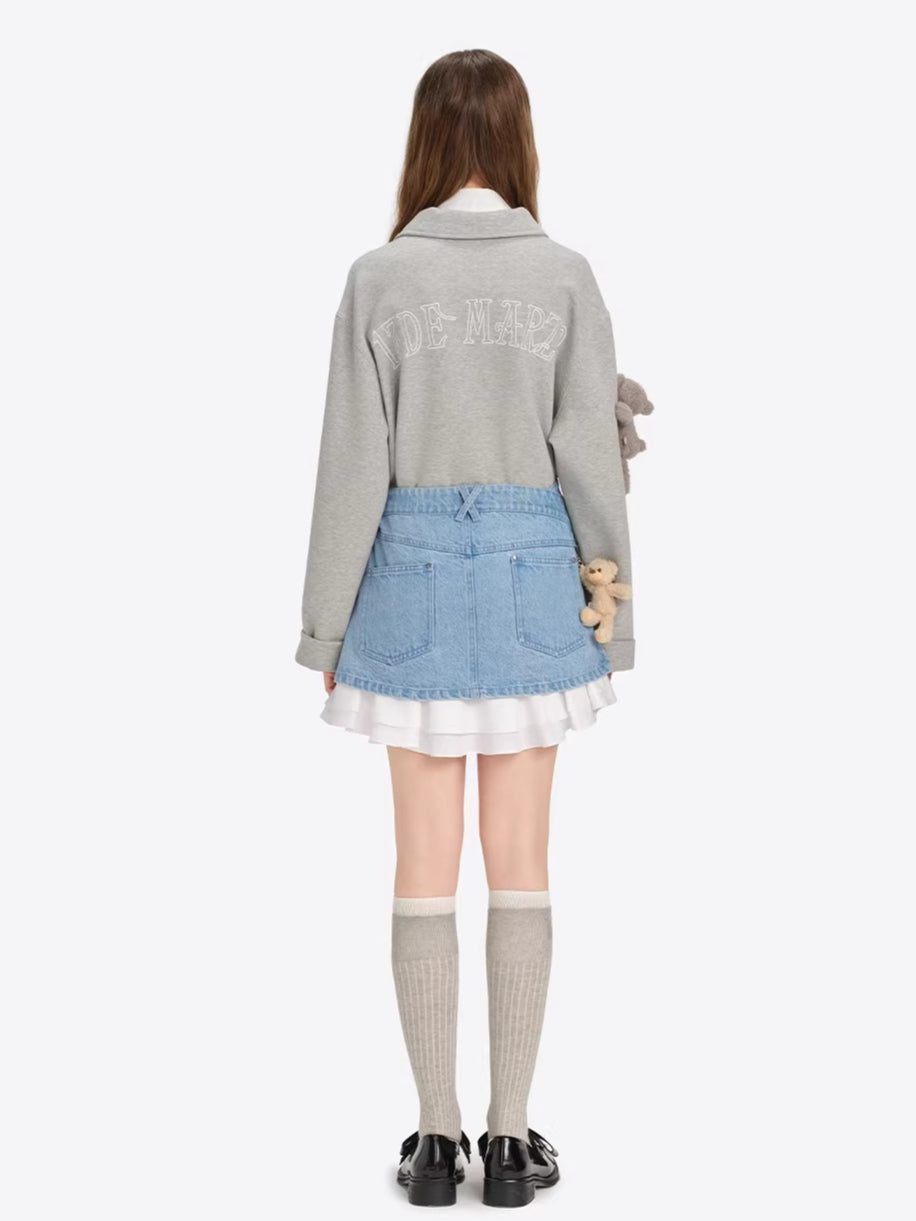 Multi-Way Patchwork Denim Mini Skirt