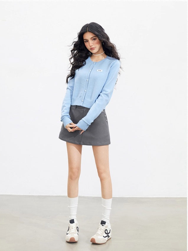 Rolled-Edge Knit Cardigan