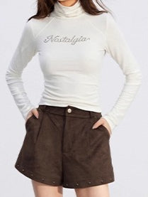 Studded Suede-Look High-Rise Shorts