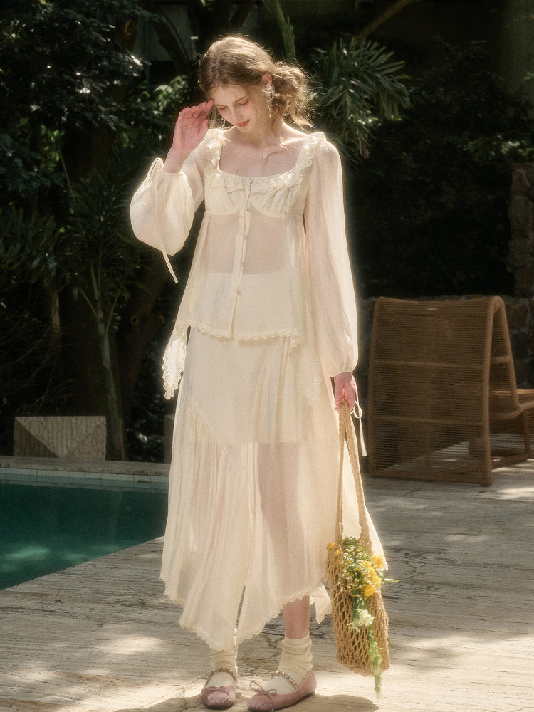 Tencel Air Fabric Shirt & Skirt Set - CHINASQUAD