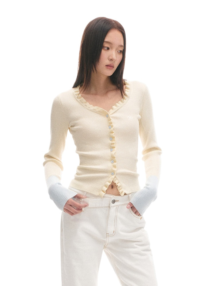 Floral-Placket Shell-Button Long-Sleeve Top - CHINASQUAD