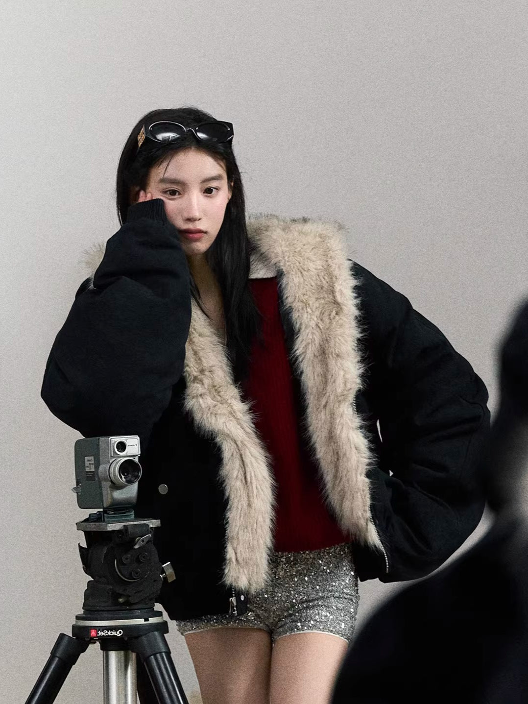 Faux Fur–Trimmed Aviator Parka Jacket