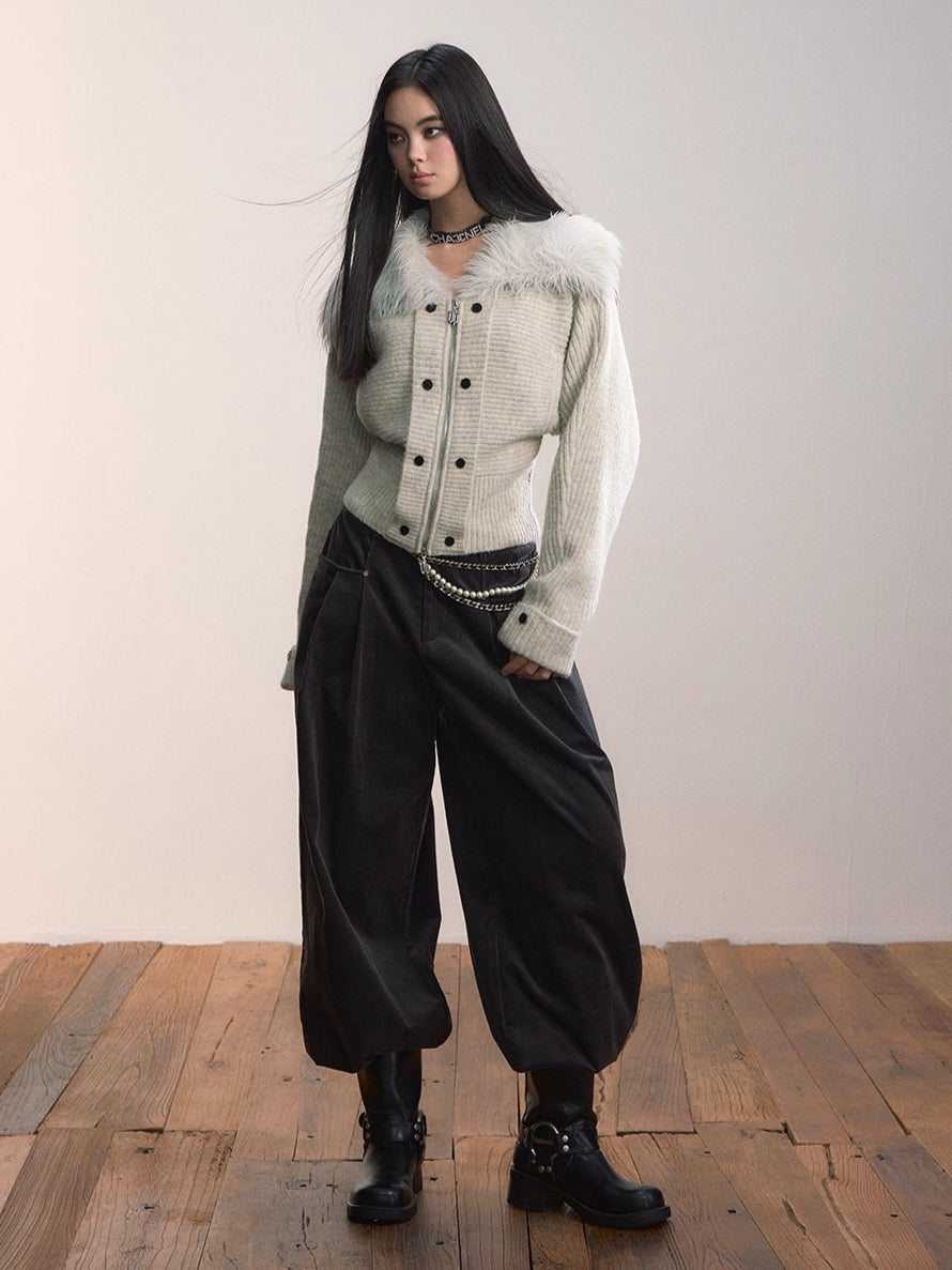 Corduroy Pleated Relaxed Trousers