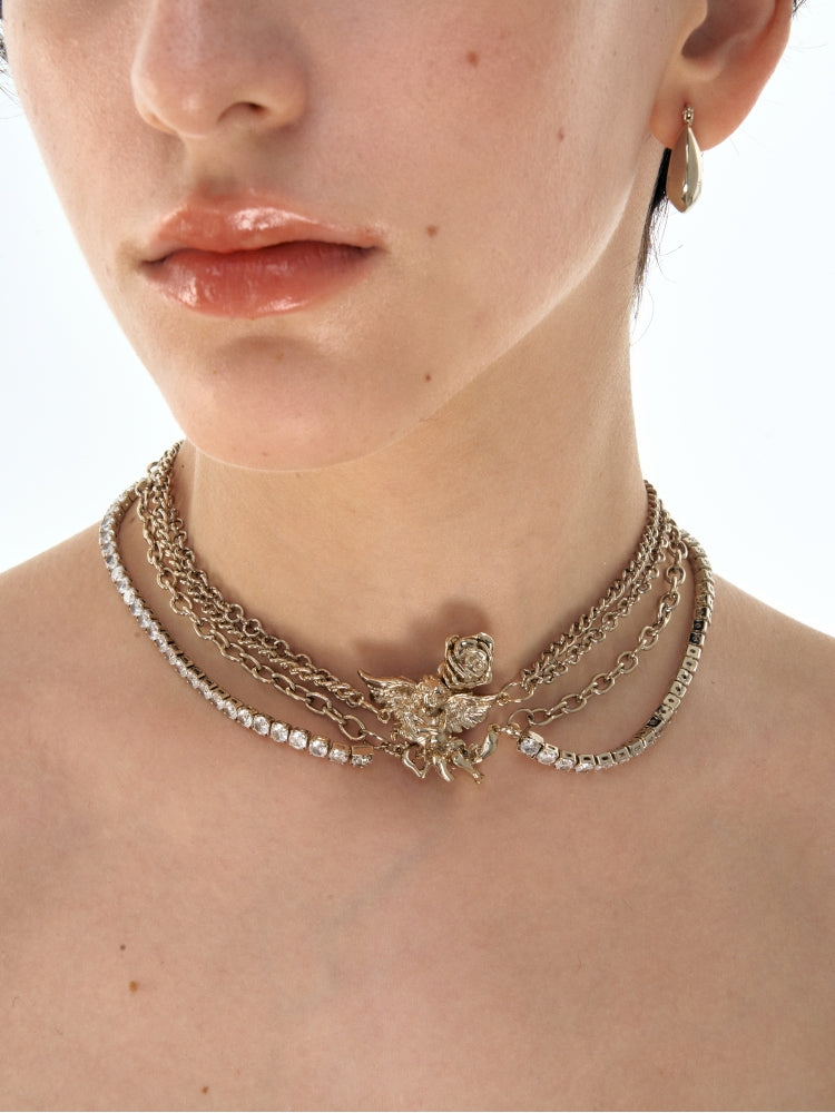 Vintage Gothic Angel Rose Choker Set - CHINASQUAD