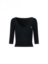 Knit V-neck 5/6 Sleeve T-shirt - CHINASQUAD