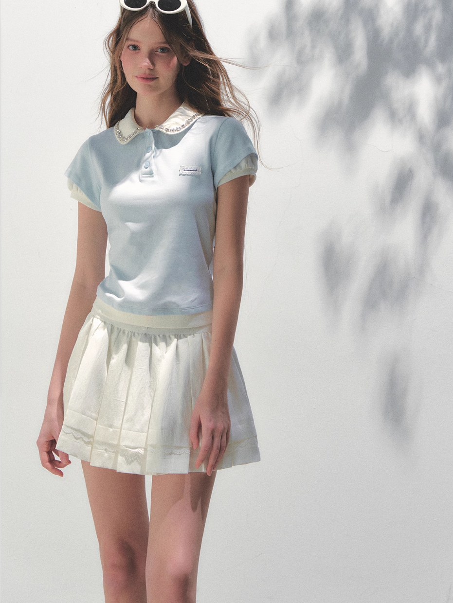 Pink Spliced Faux Two-piece T-shirt - CHINASQUAD