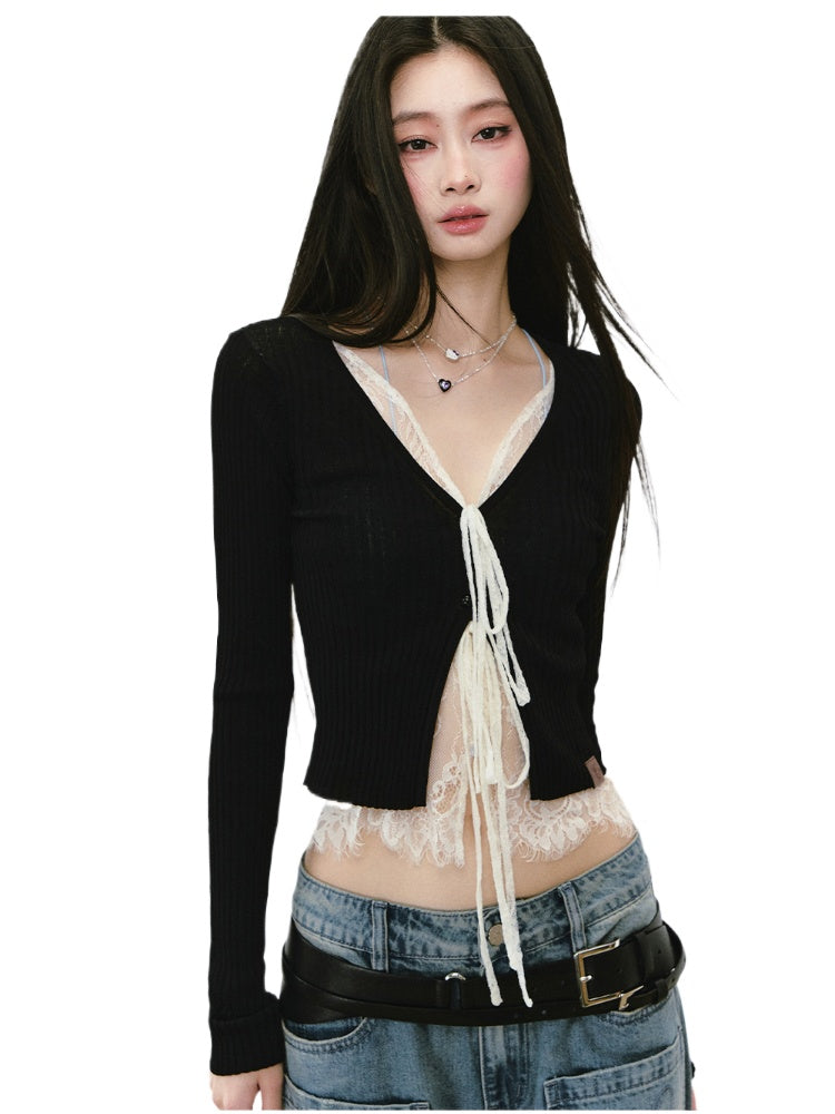 Breathable Knitted Sun Protection Lace Spliced Cardigan - CHINASQUAD