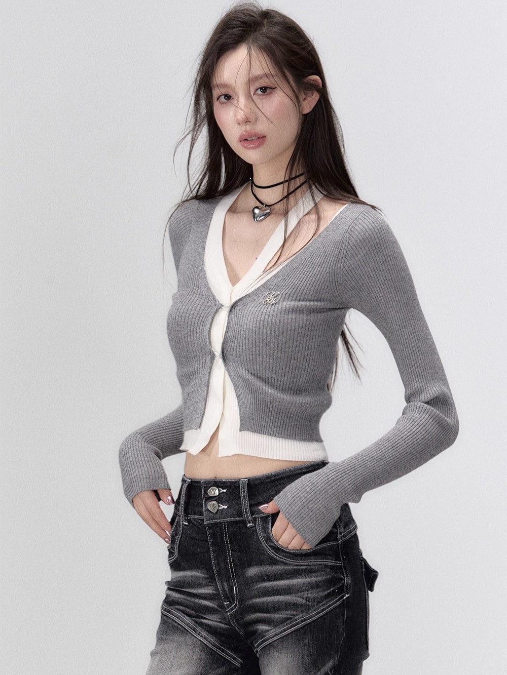 2-in-1 Long-sleeve Knitted Cardigan - CHINASQUAD