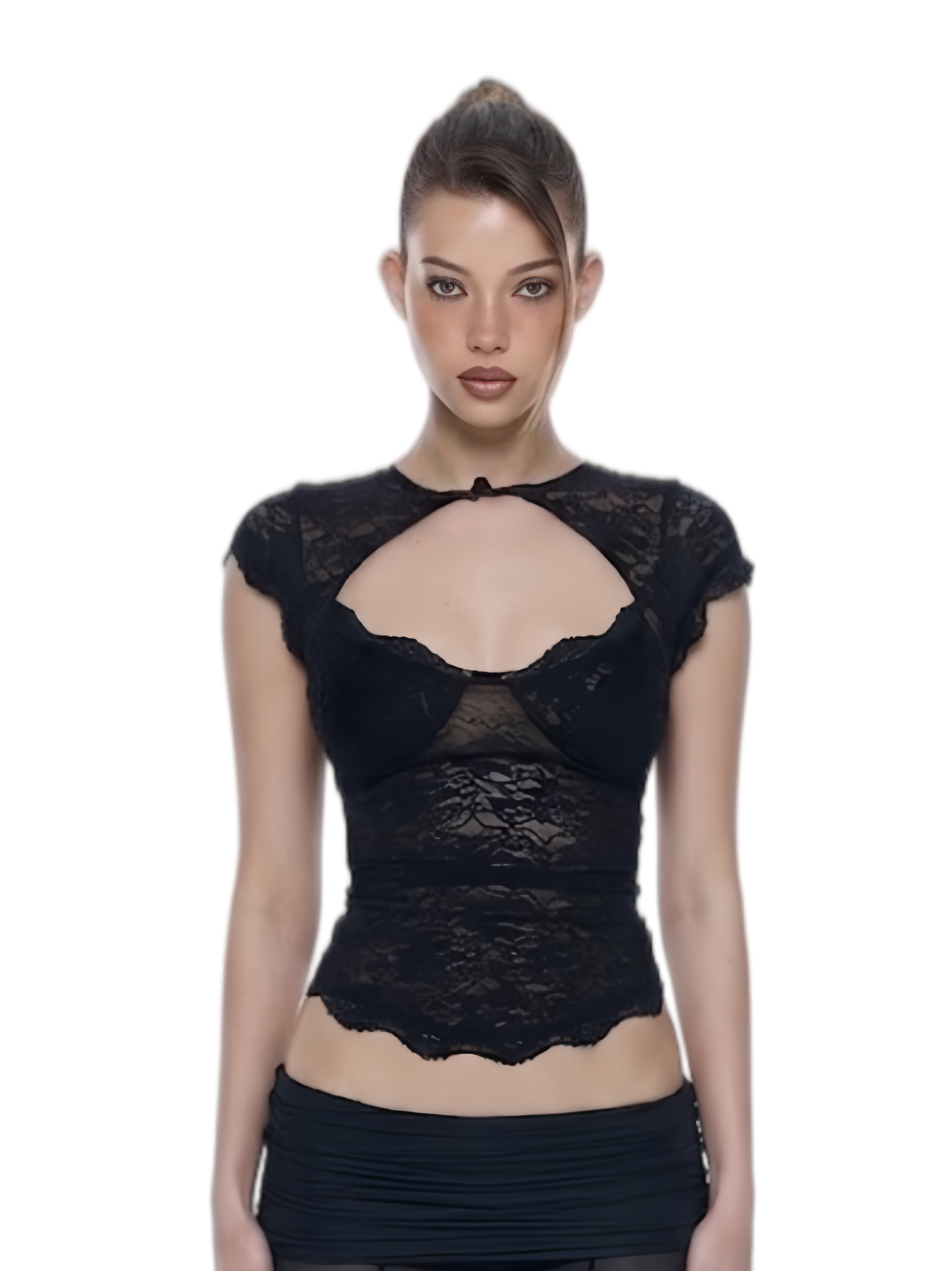 Lace Cutout Slim Top