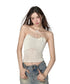 Rose Knitted Hollow Out Spaghetti Strap Tank Top - CHINASQUAD