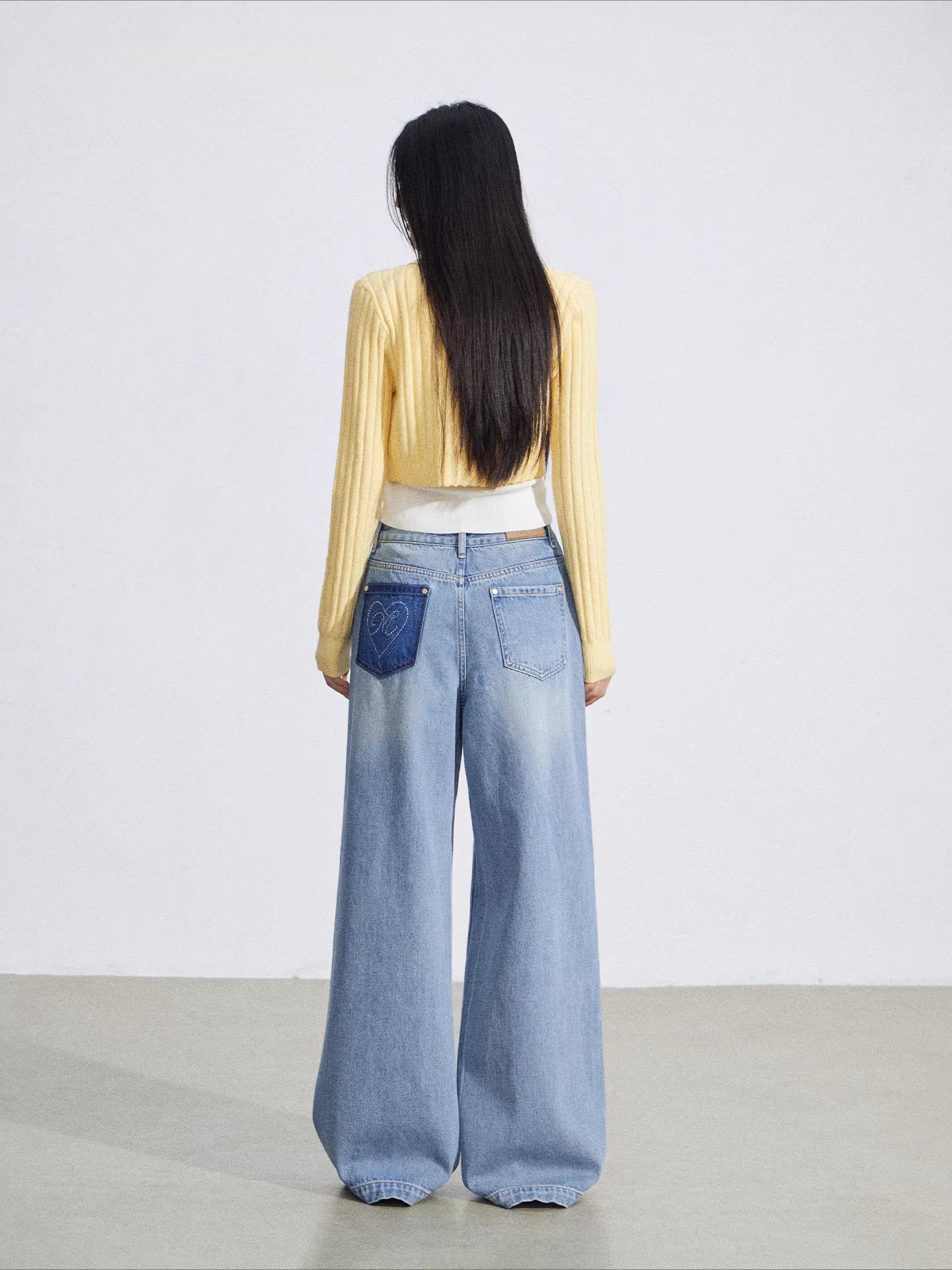 Heart Stud Wide-Leg Jeans