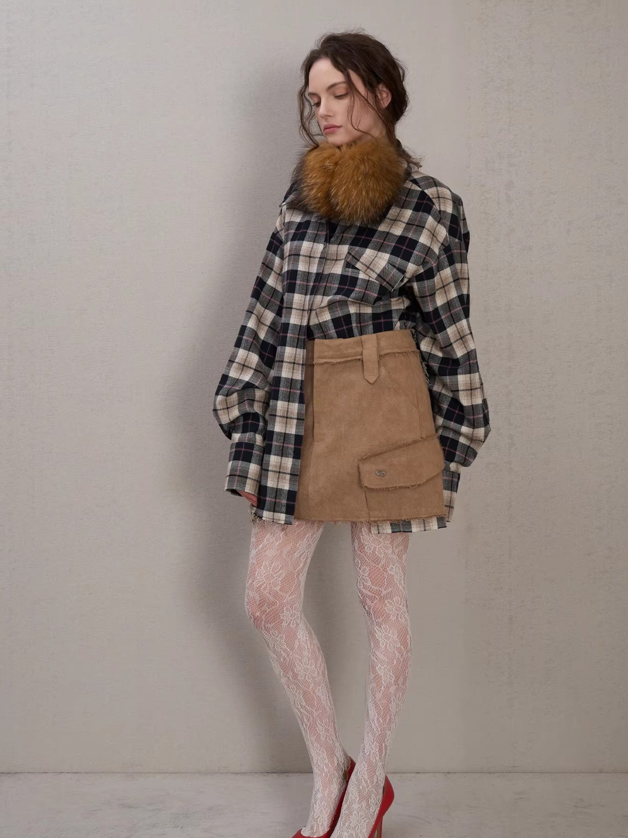 Plaid Oversized Long-Sleeve Shirt