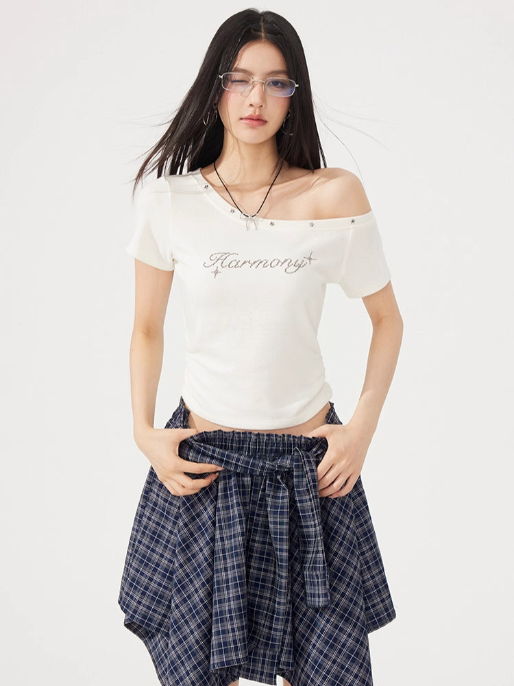 Plaid Tie Up Irregular Shirt Skirt - CHINASQUAD