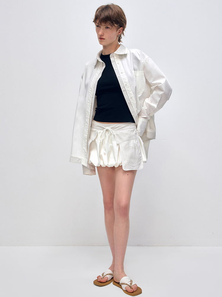 Color Block Striped Loose Shirt & Short Set - CHINASQUAD