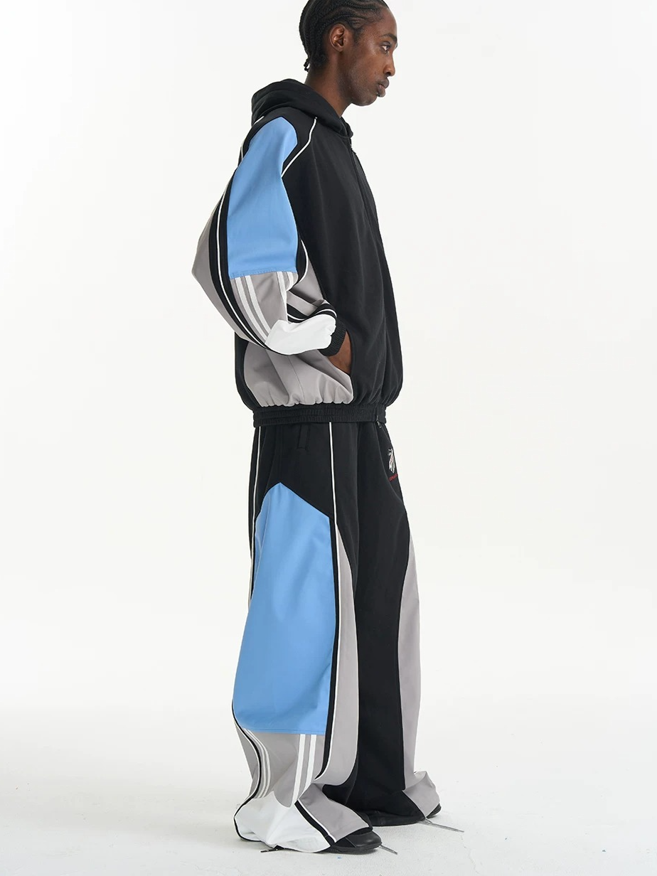 Contrast Panel Embroidered Track Pants