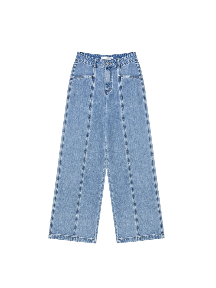 Line Divider Straight-leg Jeans - CHINASQUAD