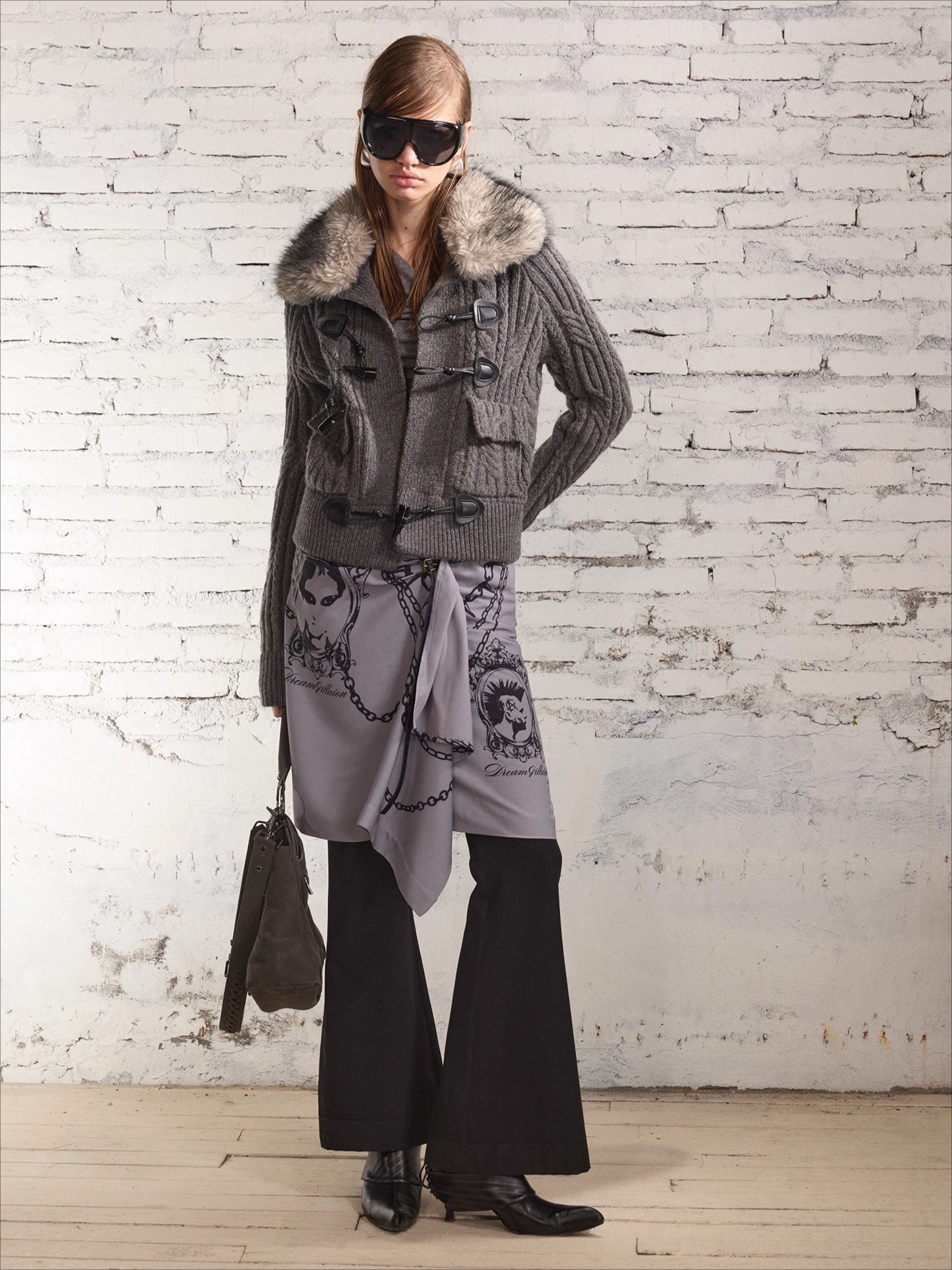 100% Wool Retro Cable-Knit Horn Button Jacket