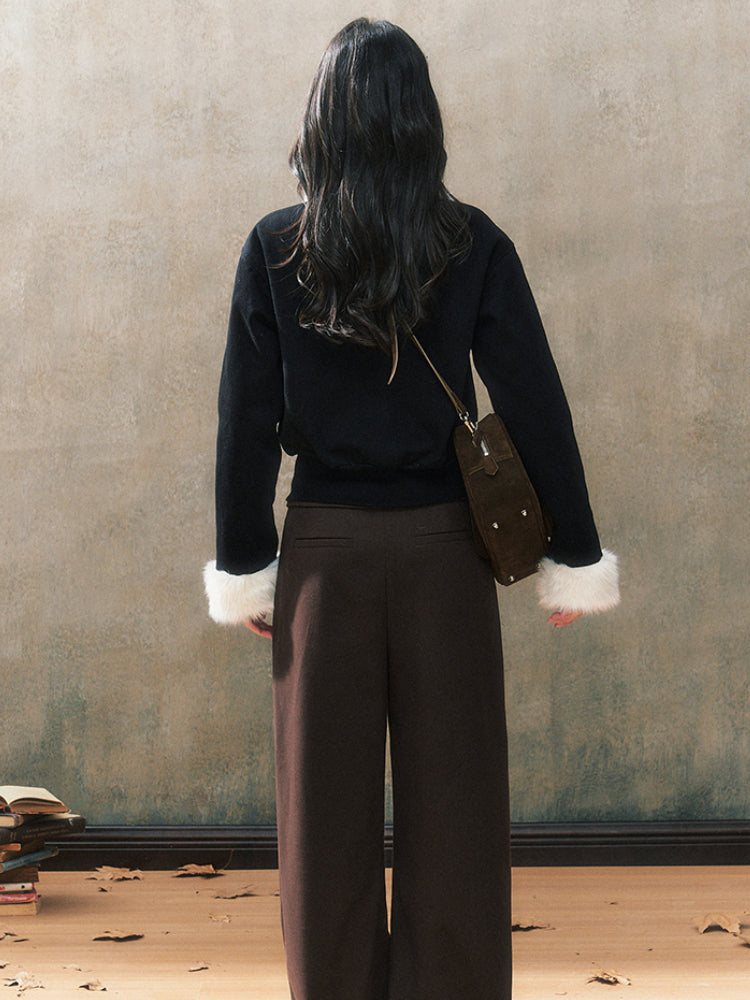 Black Fitted Shearling Jacket - CHINASQUAD