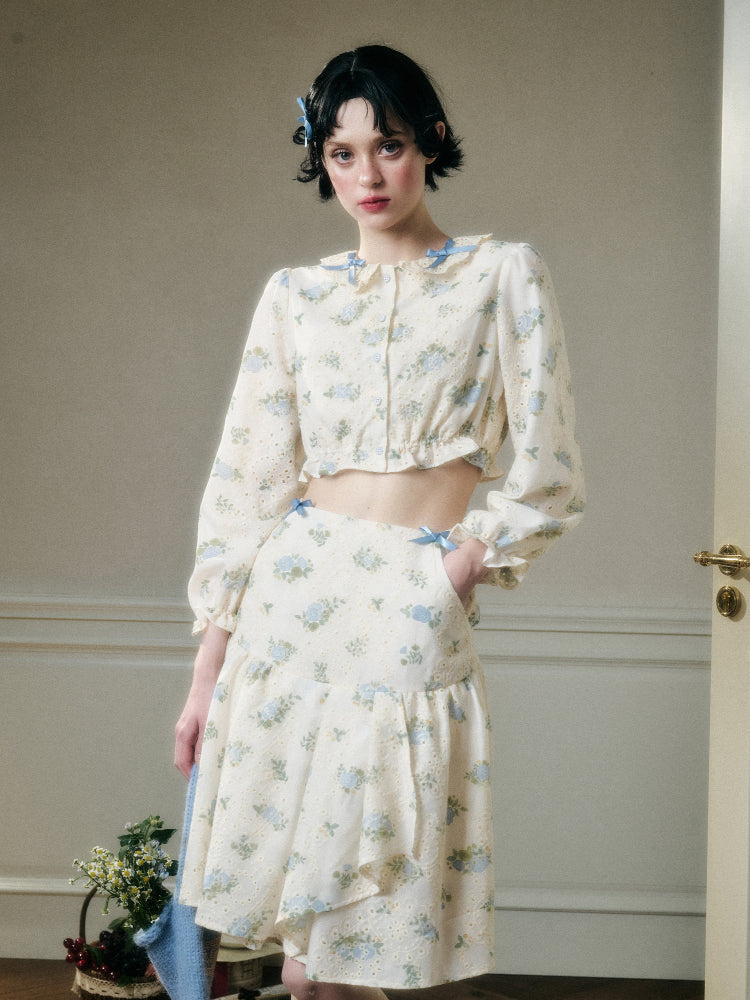 Comfortable Cotton Embroidered Shirt & Skirt Set - CHINASQUAD