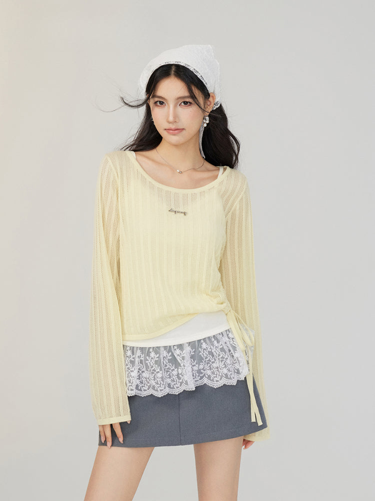 Hollow Irregular Lyocell Top - CHINASQUAD