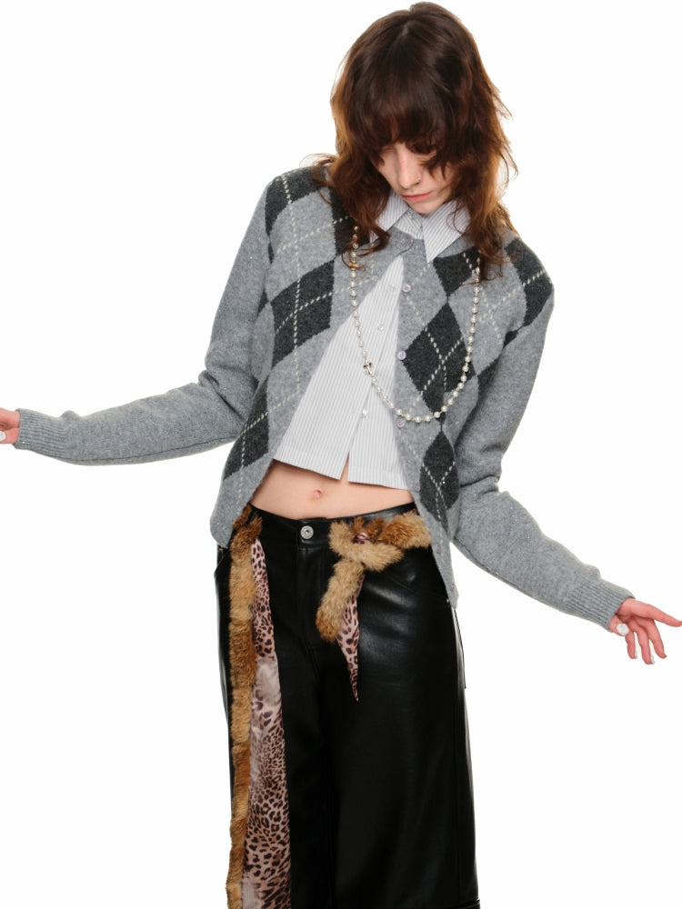 Argyle V-Neck Wool Blend Pullover - CHINASQUAD