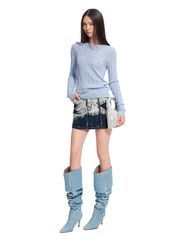 "Feria Series" Volcano Washed Denim Mini Skirt - CHINASQUAD
