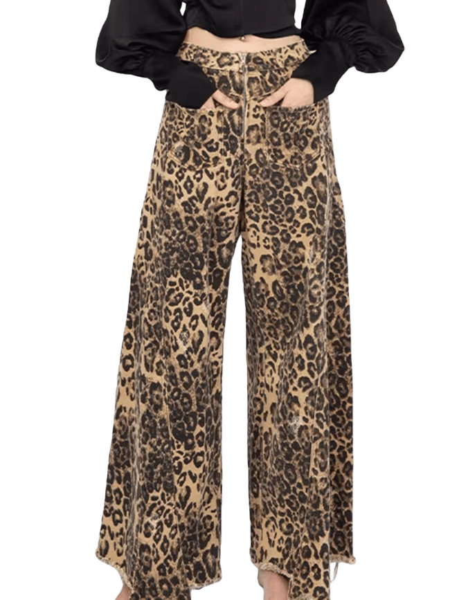 Deconstructed Wide-Leg Denim Jeans