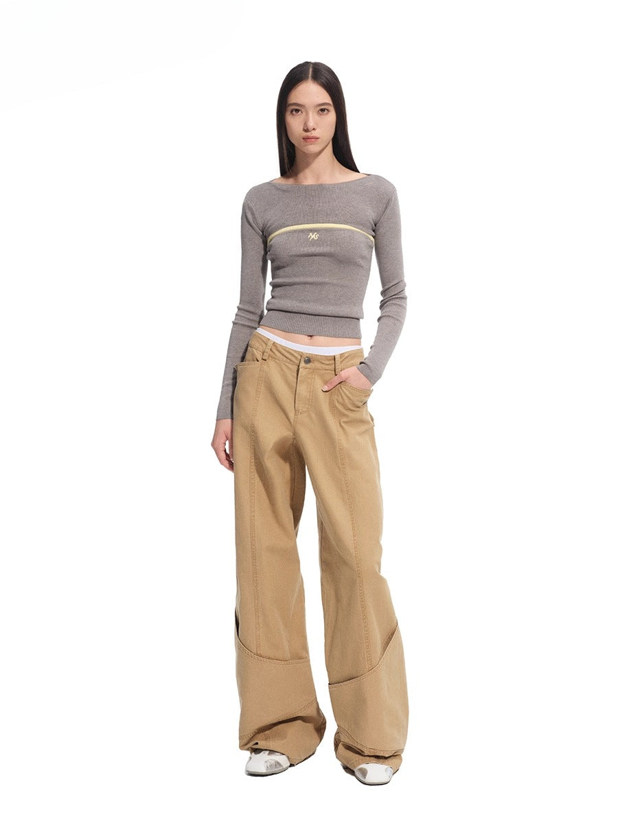 Washed Distressed Large Pockets Wide-Leg Pants - CHINASQUAD