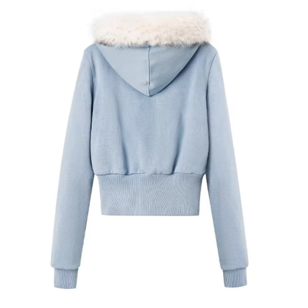Faux Fur Collar Hooded Cotton Jacket