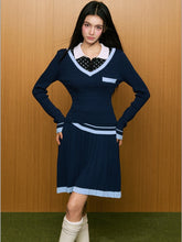 Faux Two-Piece Polka Dot Polo Shirt & Pleated Skirt Set - CHINASQUAD