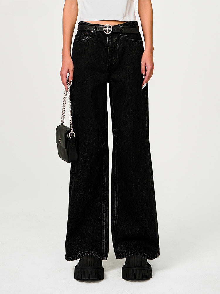 Black Garden Classic Wide-Leg Jeans - CHINASQUAD