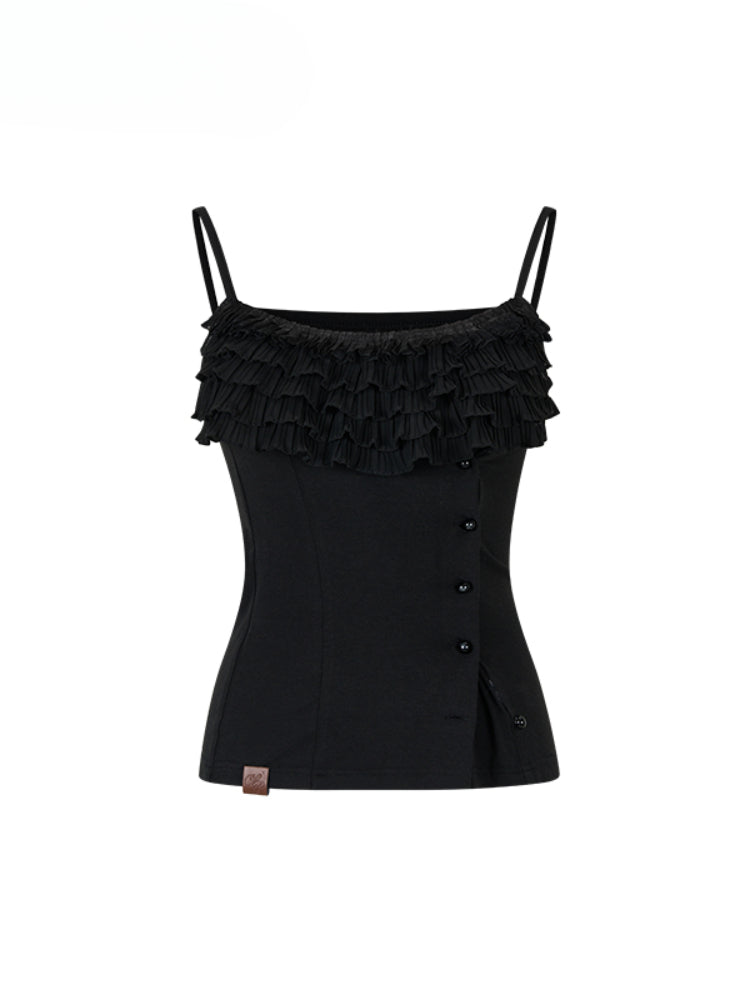 Multi-layer Neckline Waist-cinching Sling Vest - CHINASQUAD